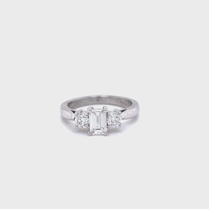0.53ct Emerald Cut Diamond Three Stone Ring