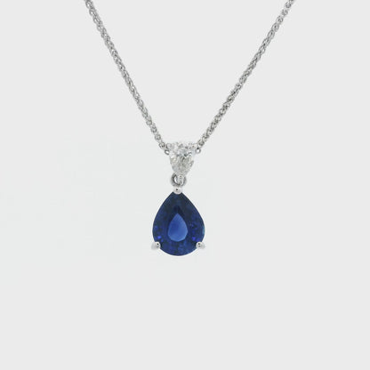 1.85ct Pear On Pear Sapphire And Diamond Pendant