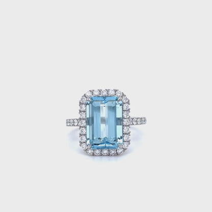 3.70ct Aquamarine and Diamond Cluster Ring