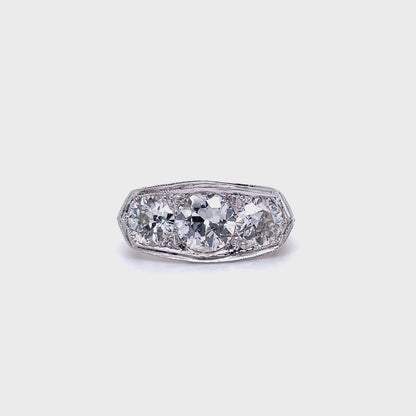 Old Cut Diamond Three Stone Ring