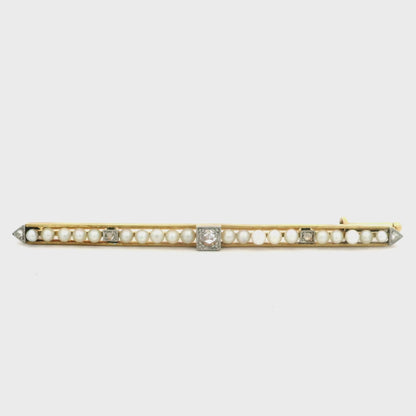 Pearl And Diamond Bar Brooch