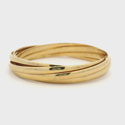 Vintage Tiffany & Co Yellow Gold Five Band Russian Bangle