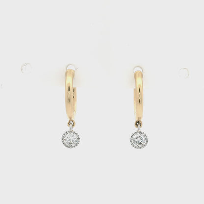 0.30ct Round Diamond Drop Hoop Earrings