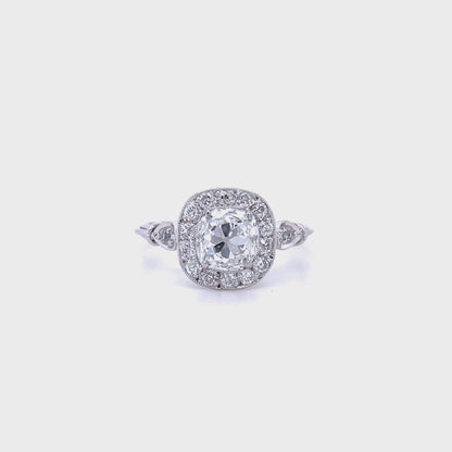1.36ct Certified Diamond Art Deco Style Cluster Dress Ring