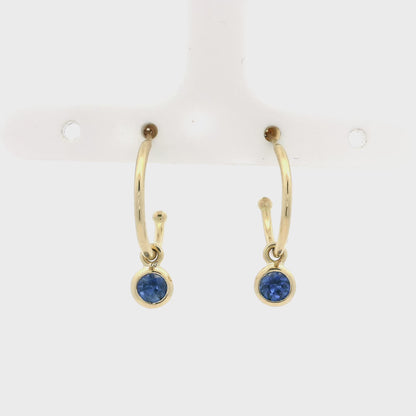 Sapphire Drop Hoop Earrings