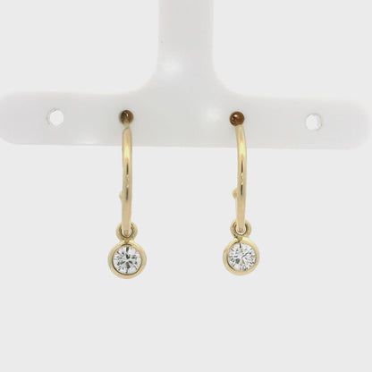 0.48ct Round Diamond Drop Hoop Earrings