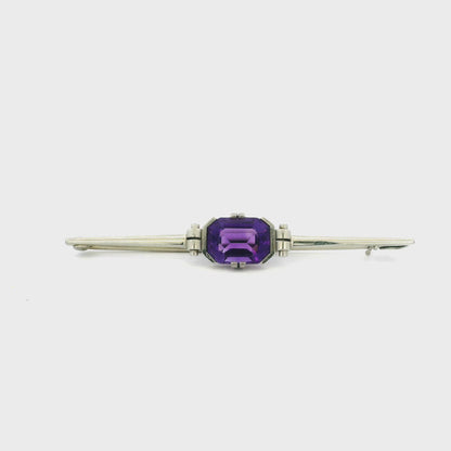 2.25ct Emerald Cut Amethyst Brooch