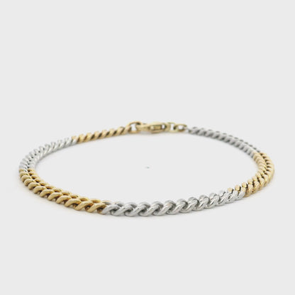 Yellow And White Gold Flat Curb Link Bracelet
