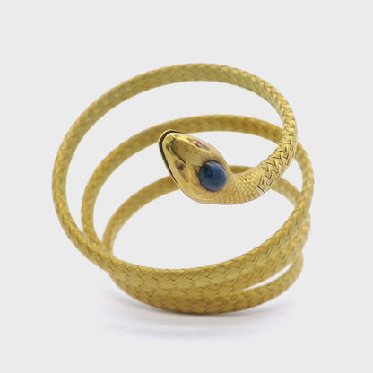 Vintage Yellow Gold Coiled Snake Bangle