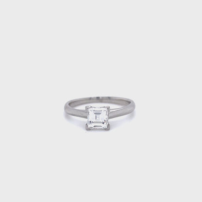 0.73ct Certified Square Step Cut Diamond Solitaire Ring