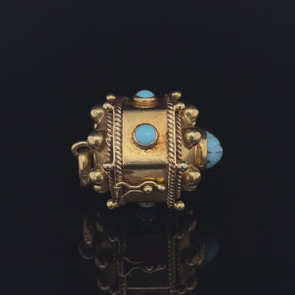 Victorian Turquoise Dice Holder Pendant