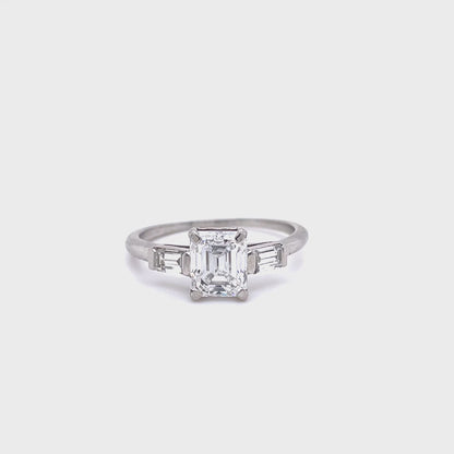1.54ct Emerald Cut Diamond Three Stone Ring