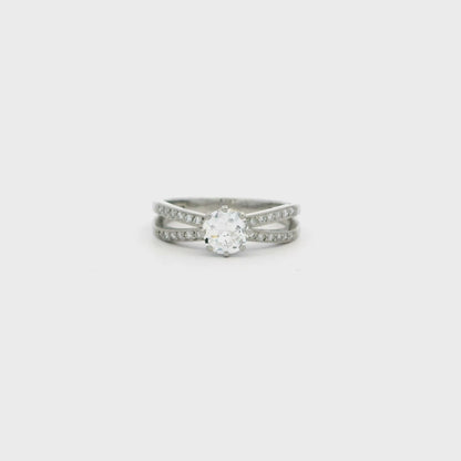 0.55ct Round Diamond Solitaire Ring with Diamond Set Split Shoulders