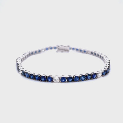 5.69ct Round Sapphire and Diamond Line Bracelet