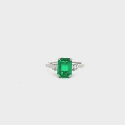1.66ct Certified Columbian Emerald Cut Emerald Solitaire Ring