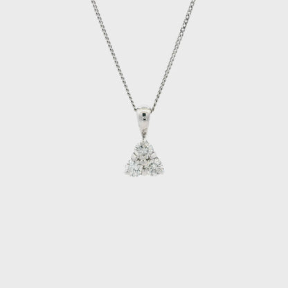 18ct White Gold 0.51ct Round Diamond Trefoil Pendant