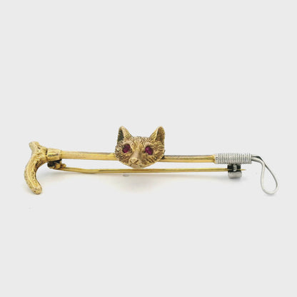 Vintage Yellow Gold Fox Head And Crop Brooch