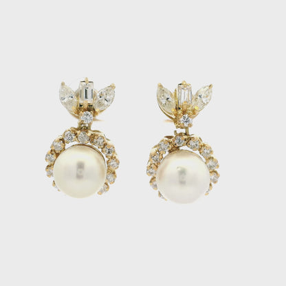 Pearl And Diamond Drop Earrings