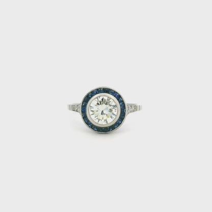 1.26ct Round Diamond And Sapphire Target Ring