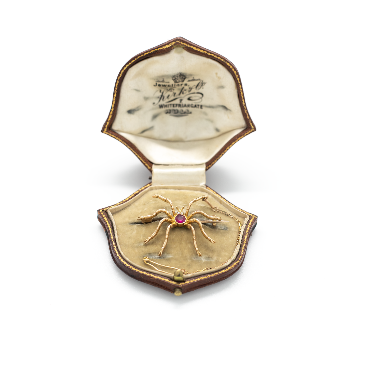 Ruby Set Yellow Gold Spider Brooch