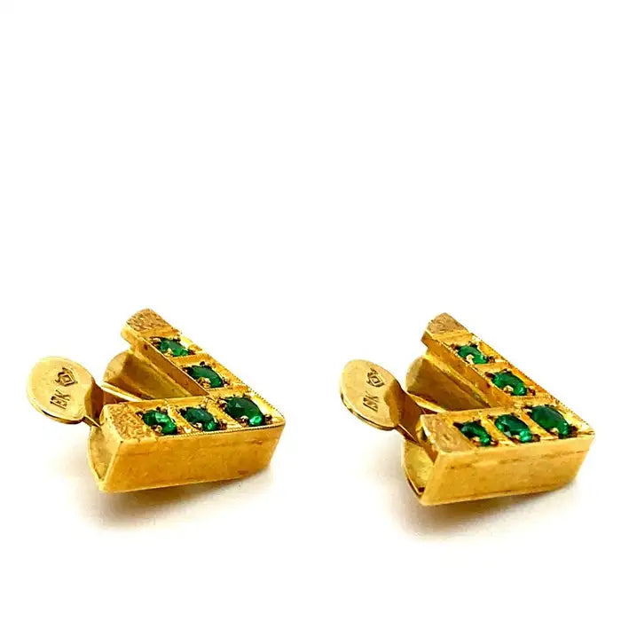 Yellow Gold Emerald Collar Clips