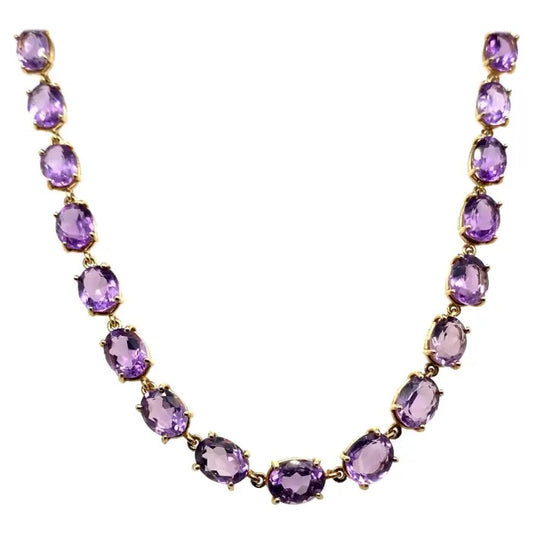 Vintage Oval Amethyst Riviere Necklace
