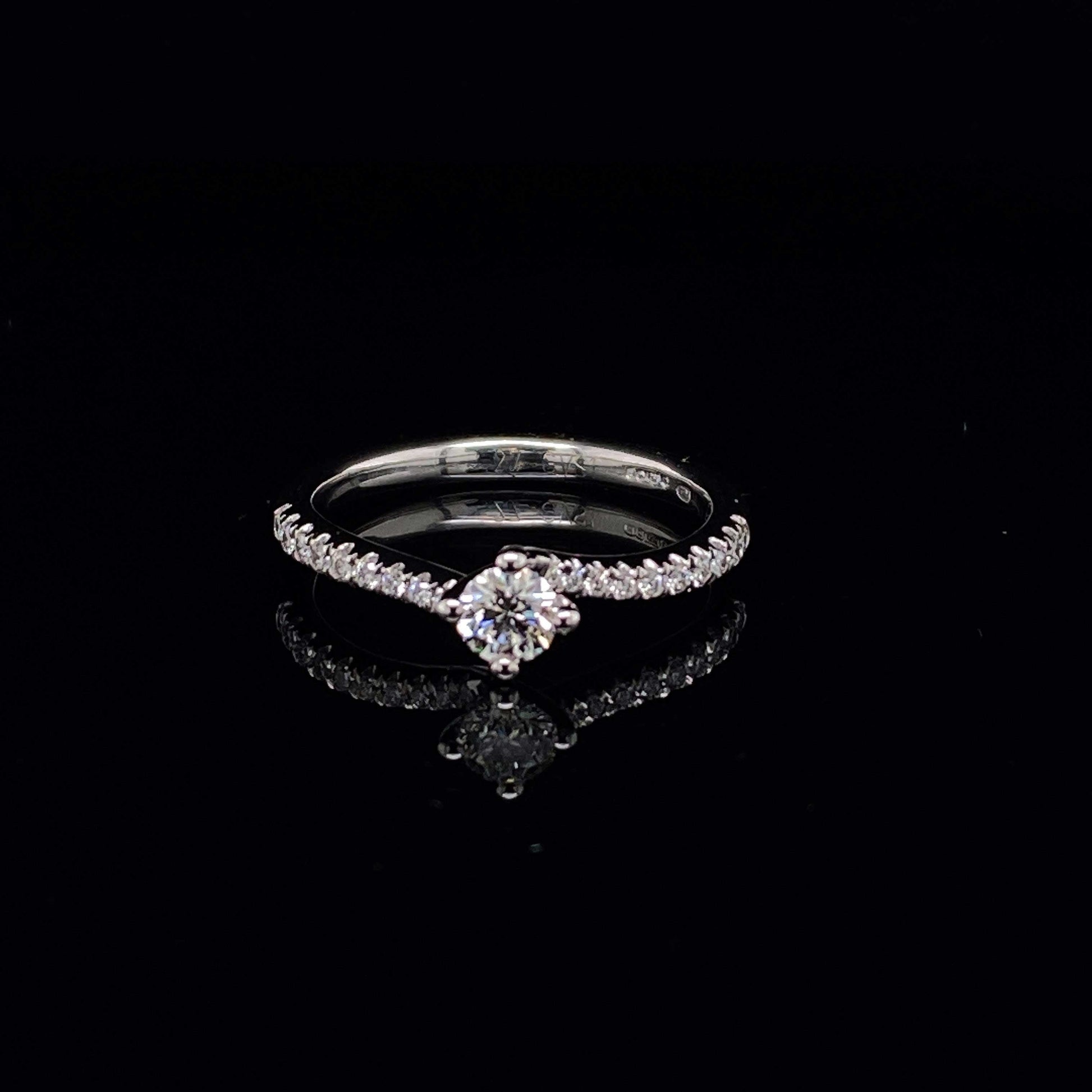 0.27ct GIA Certified Round Brilliant Diamond Ring With Diamond Set Shoulders
