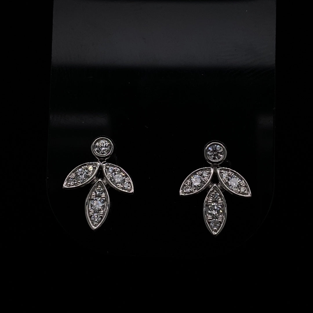 0.28ct Diamond Leaf Motif Earrings