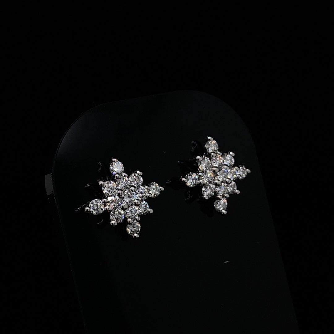 0.68cts Diamond Star Cluster Stud Earrings