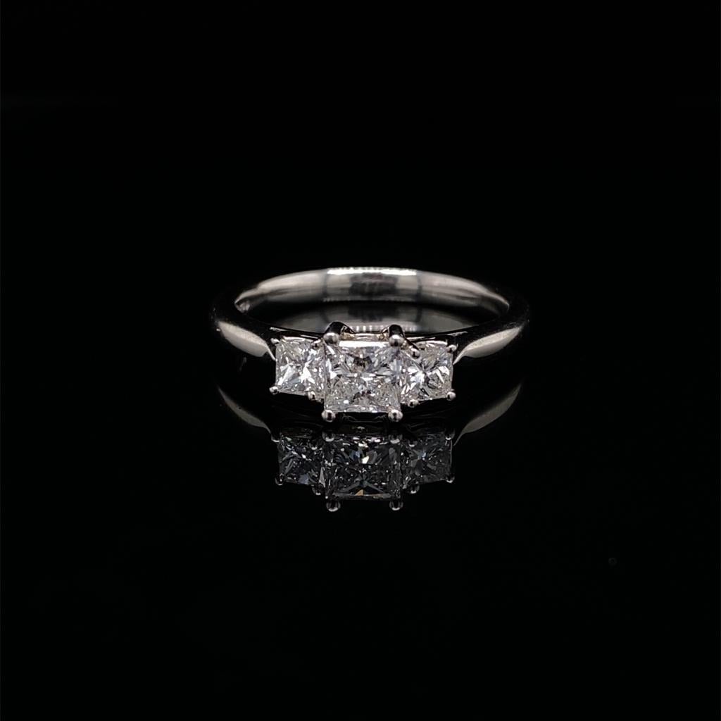 0.77ct Princess Cut Diamond Three Stone Ring
