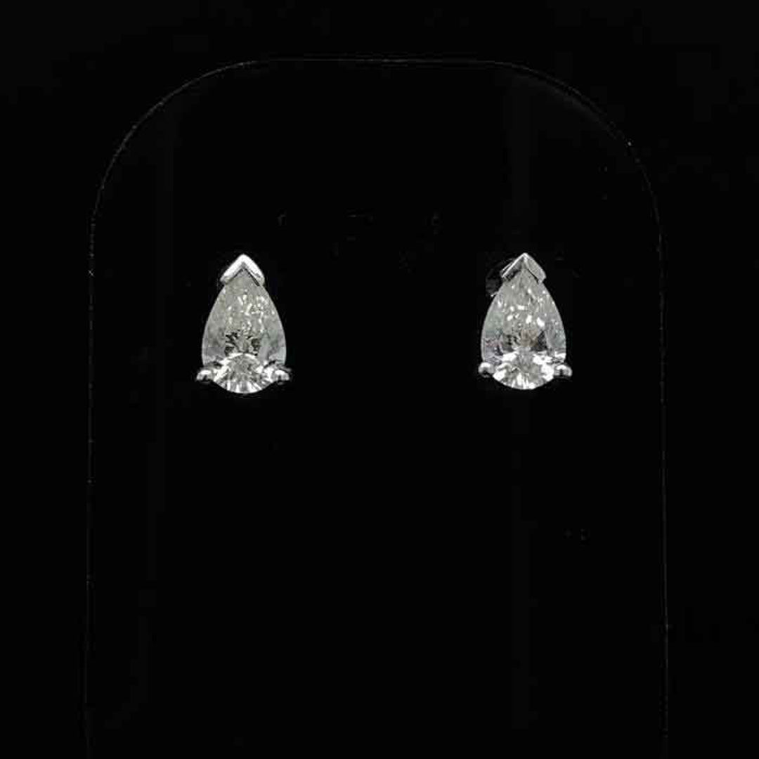 0.82ct Pear Cut Diamond Solitaire Earrings