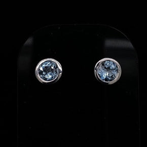 0.83ct Round Aquamarine Stud Earrings