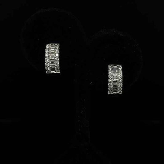 0.84ct Baguette and Round Diamond Hoops