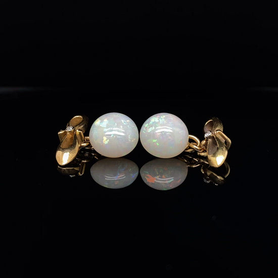 Round Opal and Diamond Set Bow Cufflinks
