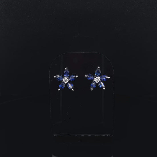 1.38ct Marquise Sapphire and Diamond Star Earrings