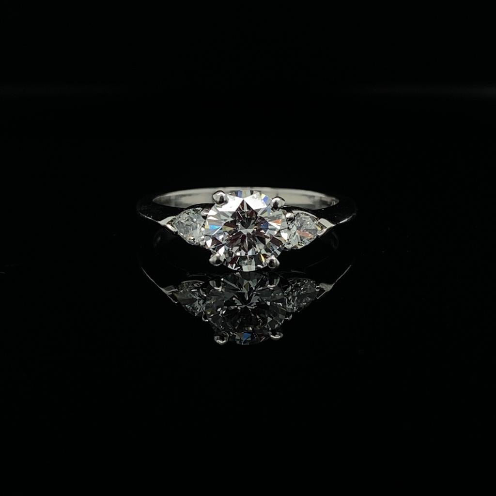 1.01ct GIA Certified Round Brilliant Cut And Pear Cut Diamond Ring by Tiffany & Co.
