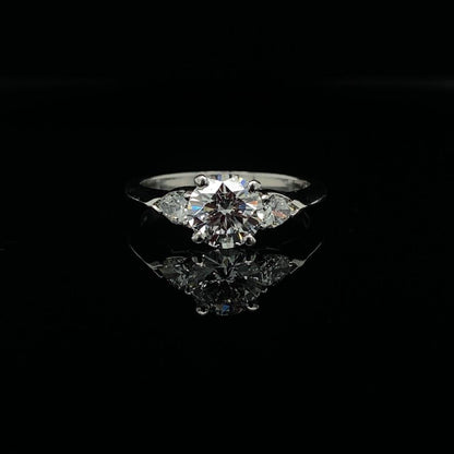 1.01ct GIA Certified Round Brilliant Cut And Pear Cut Diamond Ring by Tiffany & Co.