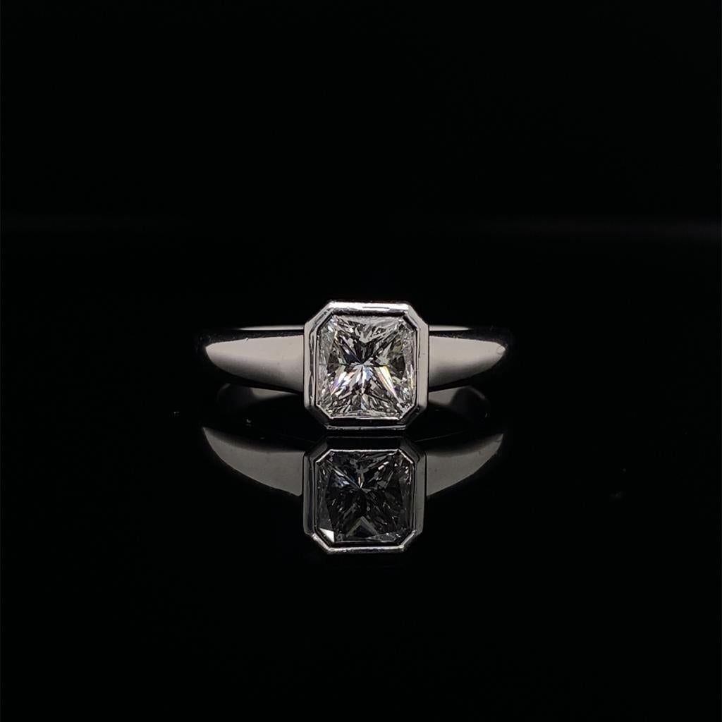 1.03ct Radiant Cut Rubover Set Diamond Solitaire Ring