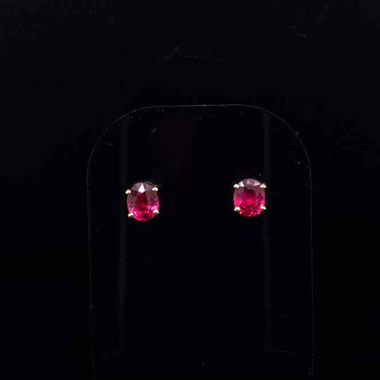 1.07ct Oval Ruby Solitaire Earrings