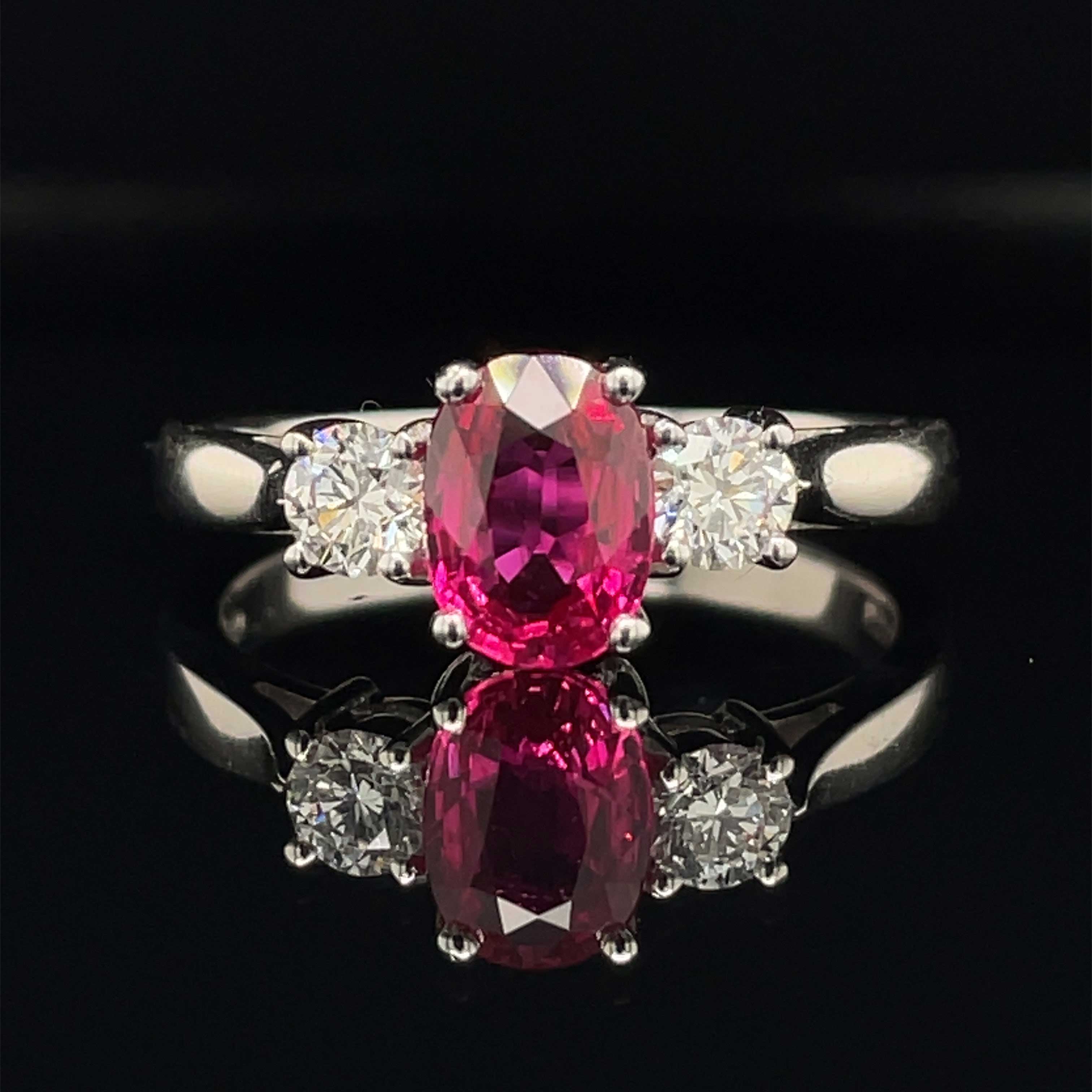 Diamond ring with sales red stone