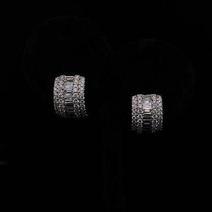 1.12ct Baguette Cut And Round Diamond Hoops