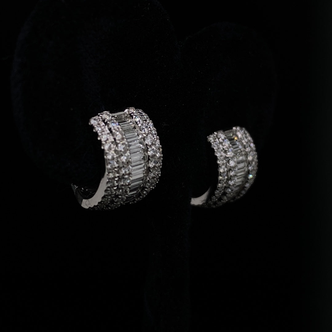 1.12ct Baguette Cut And Round Diamond Hoops