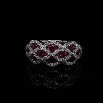 1.12ct Ruby and Diamond Lattice Style Dress Ring