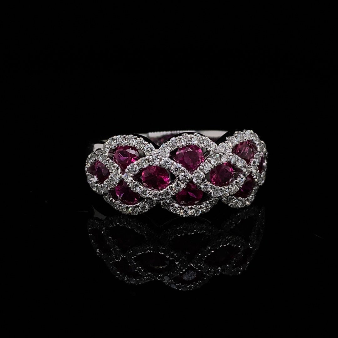 1.12ct Ruby and Diamond Lattice Style Dress Ring