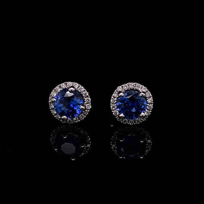 1.15ct Round Sapphire and Diamond Cluster Earrings