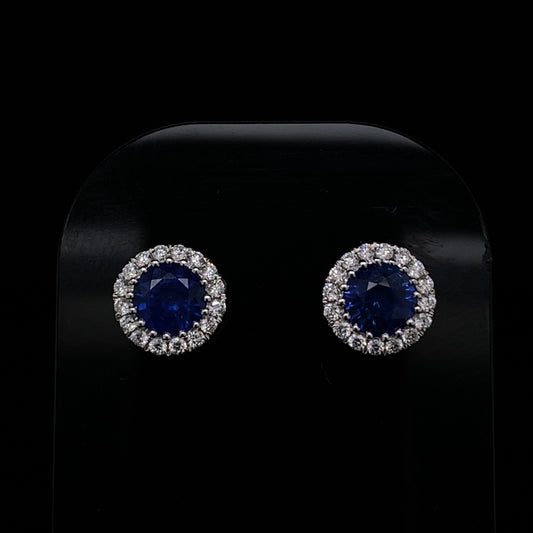 1.21ct Round Sapphire And Diamond Cluster Earrings