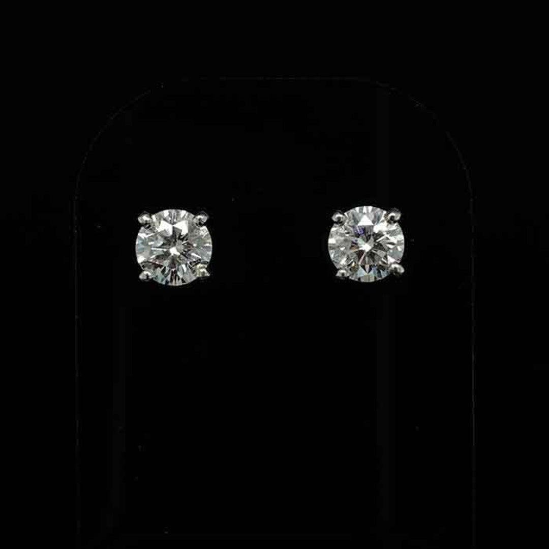 1.28ct GIA Certified Round Brilliant Cut Diamond Solitaire Earrings by Asprey