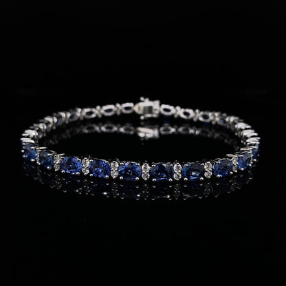 11.48ct Oval Sapphire and Two Round Diamonds Line Bracelet