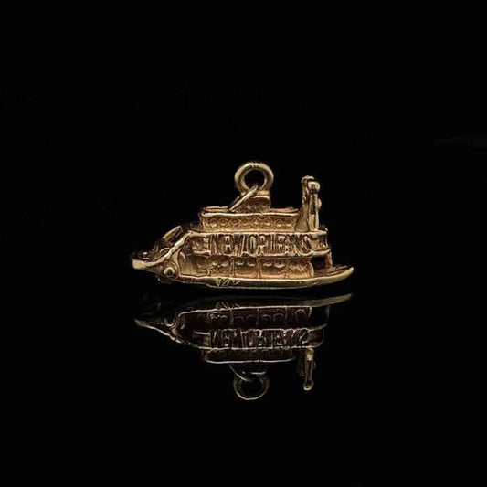 14ct Yellow Gold New Orleans Steamboat Charm