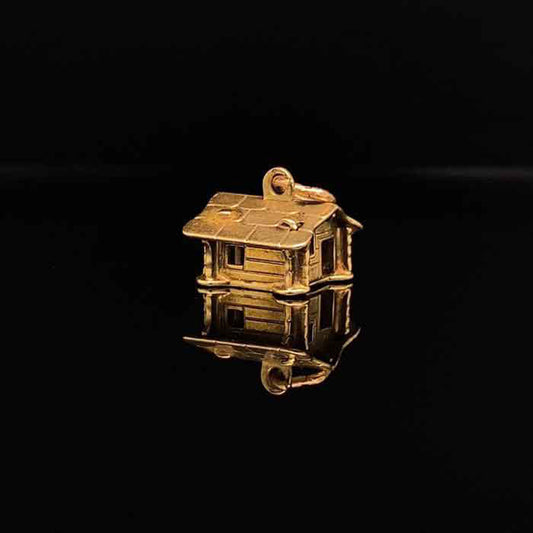 14ct Yellow Gold Wooden Lodge Charm